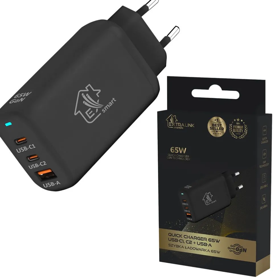 Ładowarka sieciowa EXTRALINK Smart Life GaN Charger, 65 W