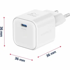 Ładowarka sieciowa Swissten GaN, USB-C PD, 20 W, biała