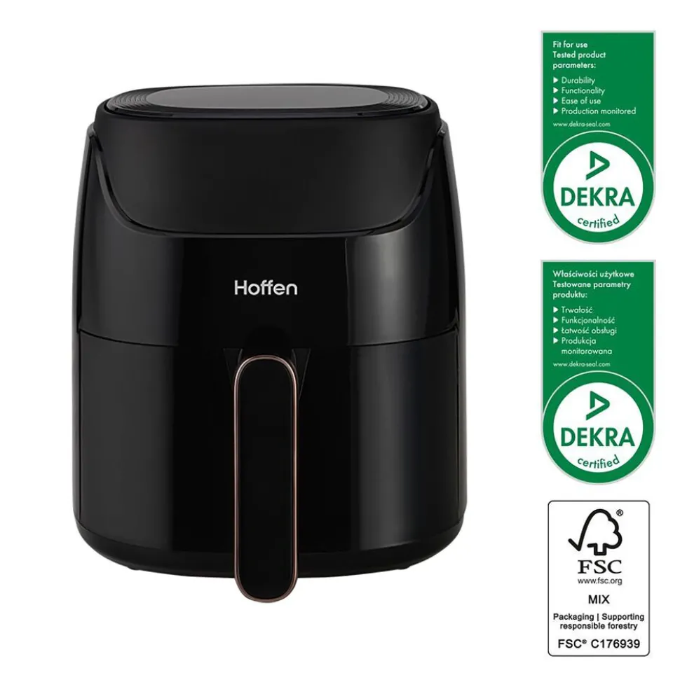 Air Fryer Frytkownica beztłuszczowa Hoffen, 1400 W, 3,8 l, czarna
