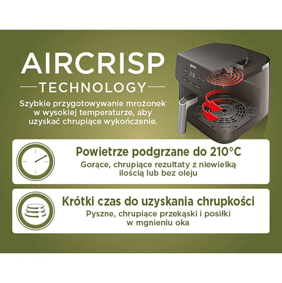 Air Fryer Frytkownica beztłuszczowa Ninja AF110EU, 1750 W, 4,7 l, grafitowa