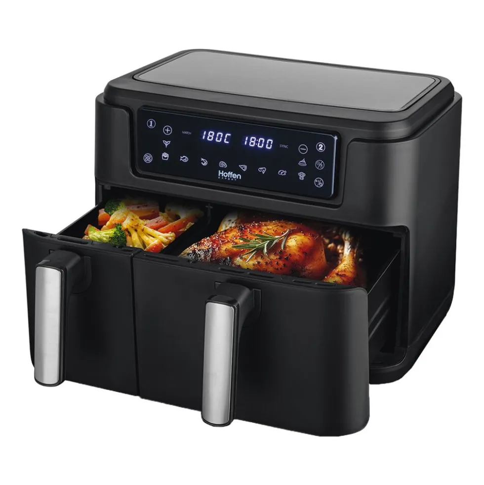 Air Fryer Frytkownica dwukomorowa Hoffen Expert, 2400 W, 3,5 l i 6 l, czarna