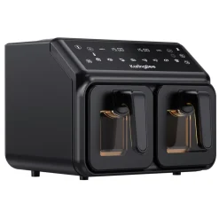 Air Fryer Frytkownica dwukomorowa z okienkiem KaringBee, 2200 W, 2 x 4 l, czarna