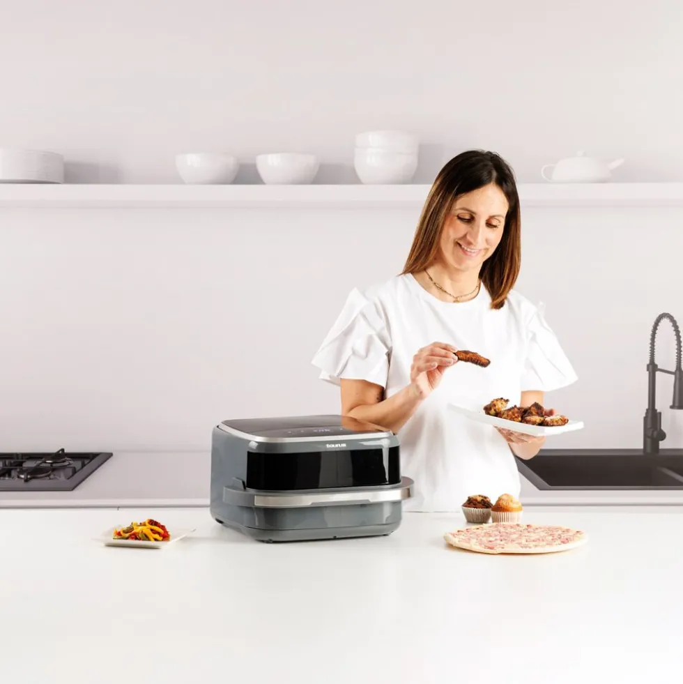 Air Fry Pizza Grill XL Taurus, 3 w 1, 2200 W, 4,2 l, czarny