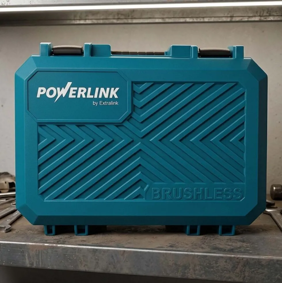 Akumulatorowa wiertarko-wkrętarka udarowa z silnikiem bezszczotkowym Powerlink, 20 V, 50 Nm, 13 mm, 2x akumulator 1,5 Ah i walizka