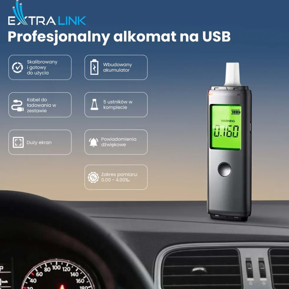 Alkomat elektroniczny Extralink Lifestyle Alkologic PO-01, półprzewodnikowy