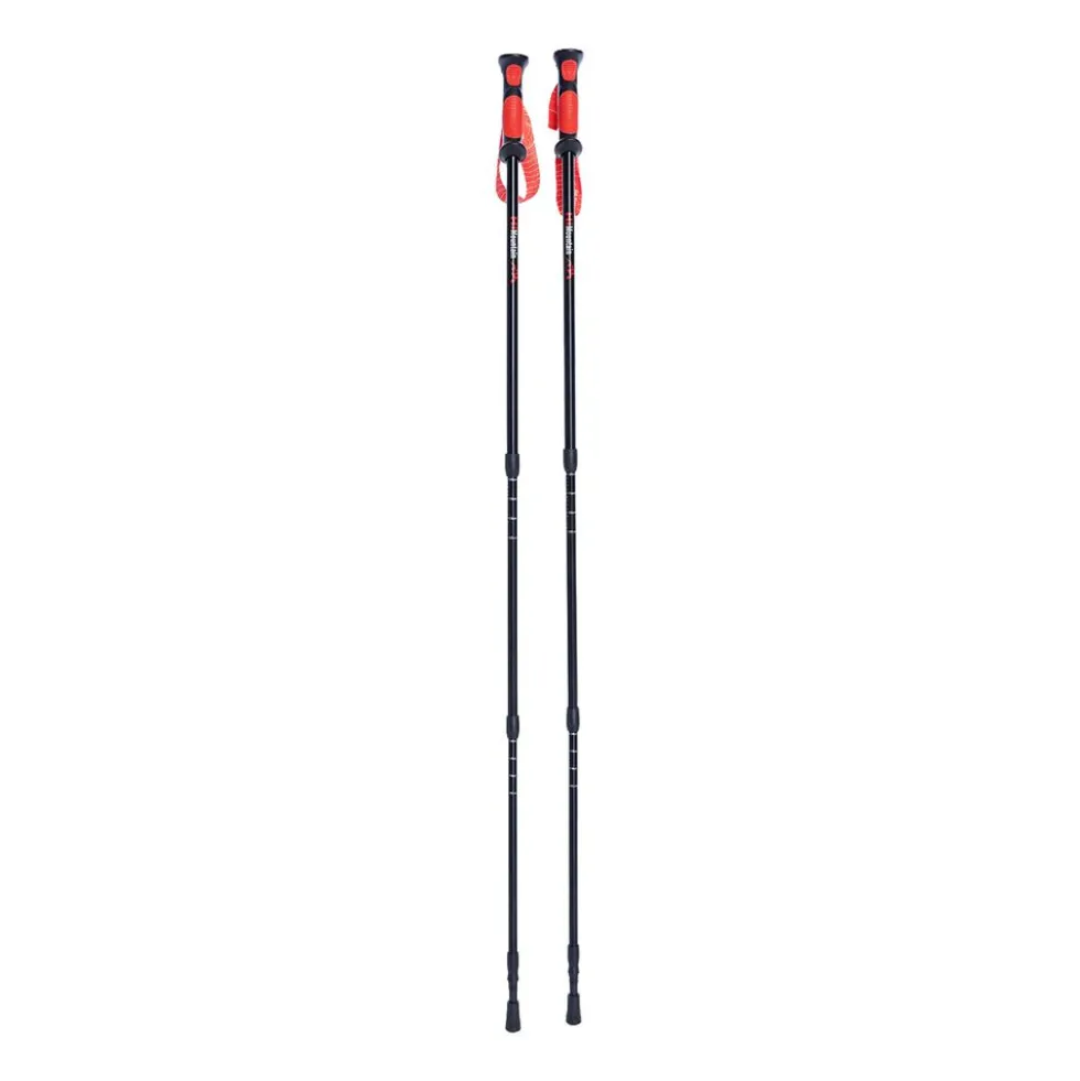 Aluminiowe kije trekkingowe HiMountain, 66-135 cm, czarno-czerwone