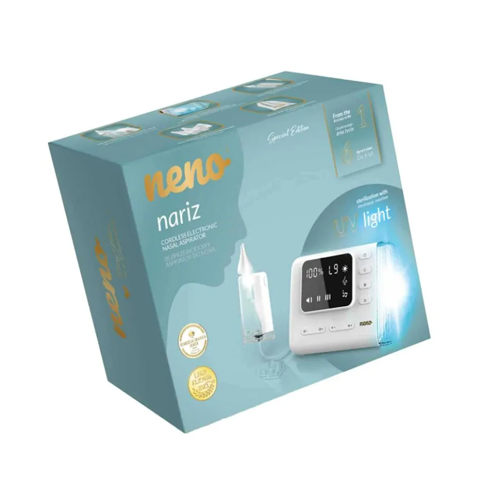 Aspirator do nosa Neno Nariz, 60 kPa, z lampą UV i podświetleniem LED