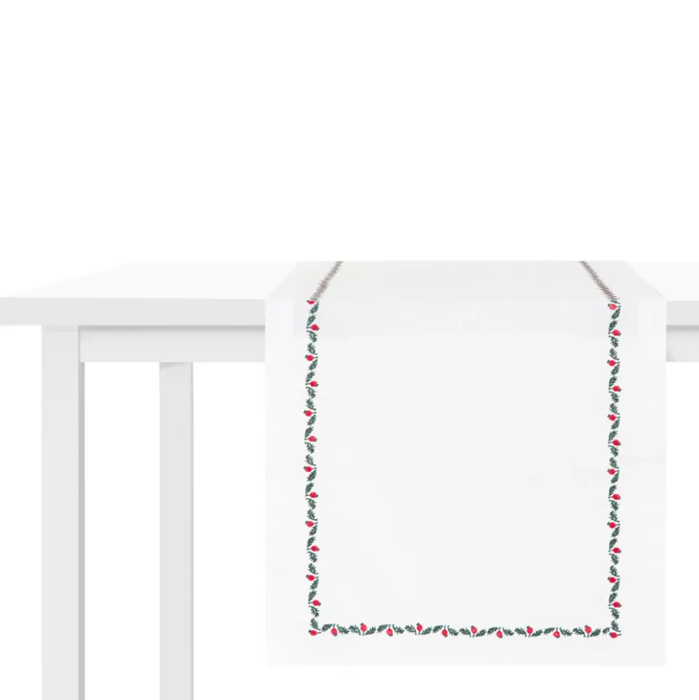 Bieżnik Ilex, biały, z lamówką, 40 x 160 cm