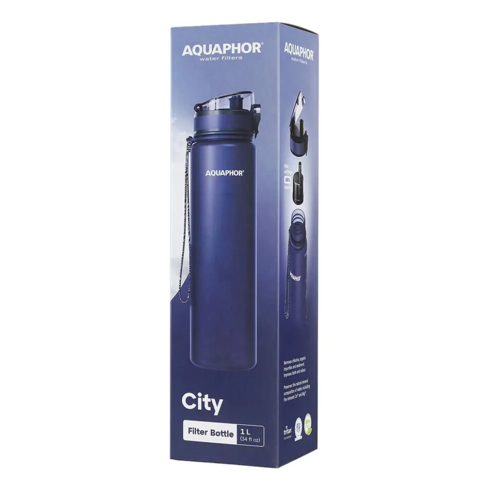 Butelka filtrująca do wody 1 l Aquaphor City, granatowa