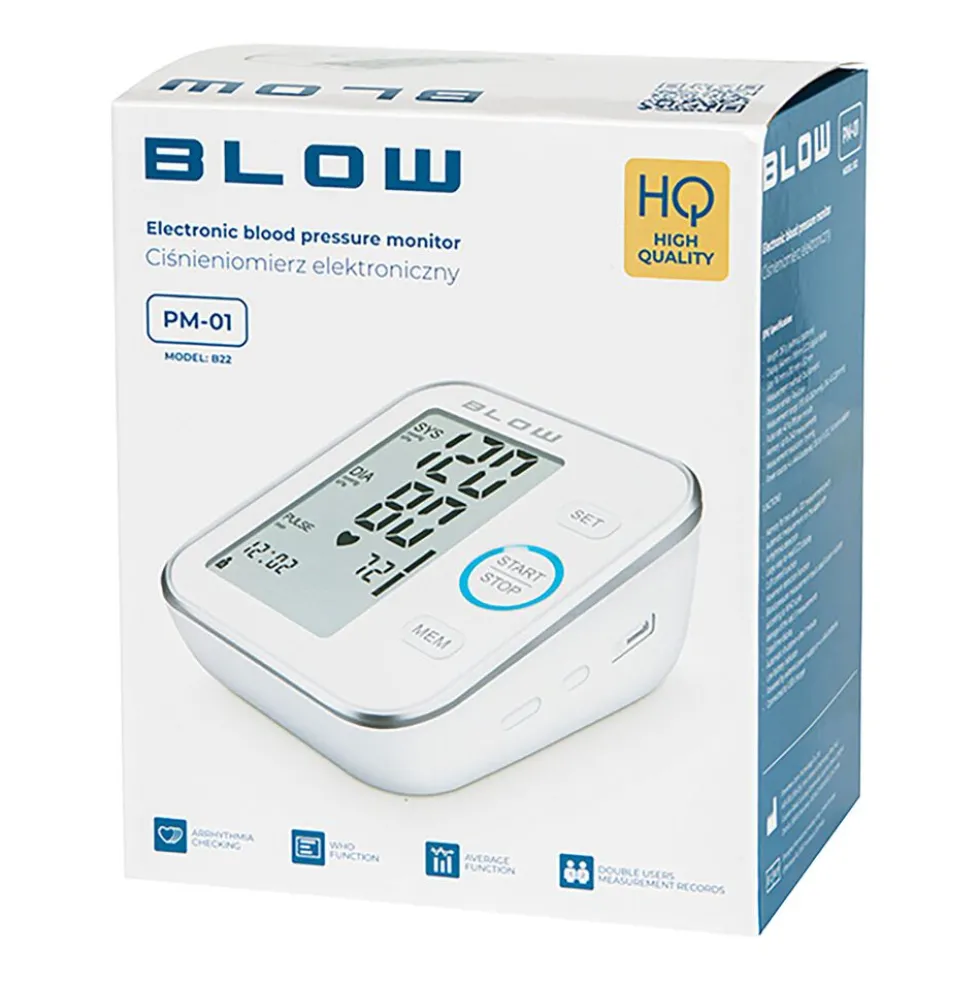 Ciśnieniomierz elektroniczny Blow PM-01, mankiet 22-40 cm, pamięć 240 pomiarów