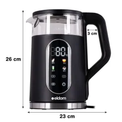Czajnik elektryczny szklany Eldom C560, 1,7 l, 2200 W, z regulacją temperatury