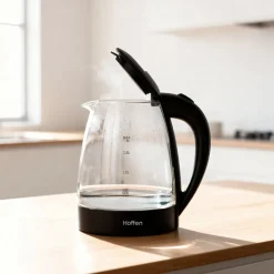 Czajnik elektryczny szklany Hoffen, 1,8 l, 2200 W, czarny
