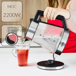Czajnik elektryczny szklany MPM MCZ-116, 1,7 l, 2200 W, z regulacją temperatury