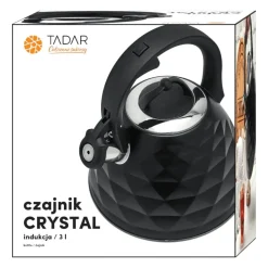 Czajnik z gwizdkiem Tadar Crystal, 3 l, stal nierdzewna, czarny mat
