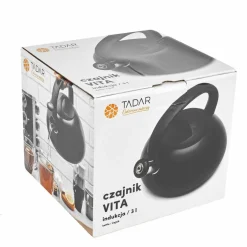 Czajnik z gwizdkiem Tadar Vita, 3 l, stal nierdzewna, czarny