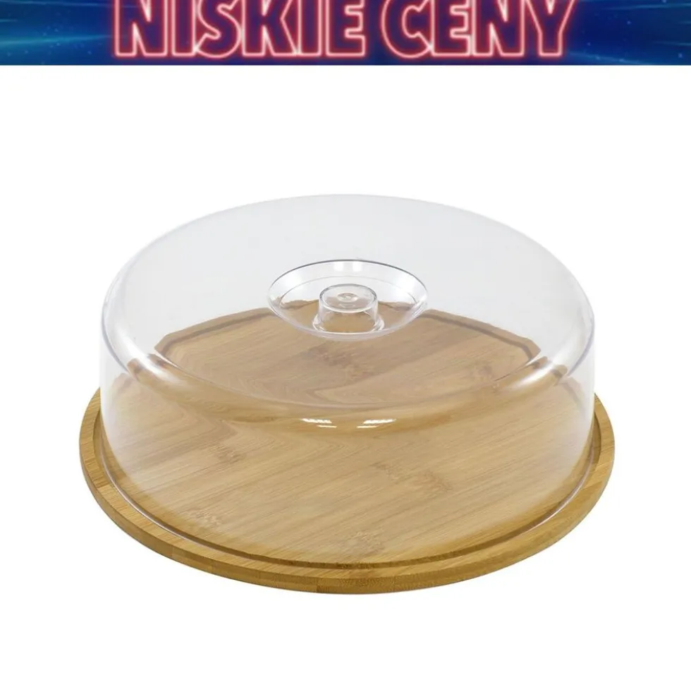 Deska bambusowa do krojenia Tadar, 28 cm, okrągła, z kloszem