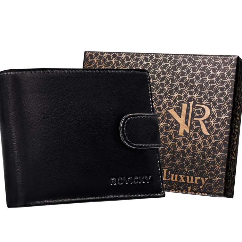 Duży portfel męski RFID ROVICKY, 9,5 x 12,5 x 3 cm, na zatrzask
