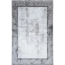 Dywan Multi-Decor Eclipse, 80 x 150 cm, ramka, szary z frędzlami