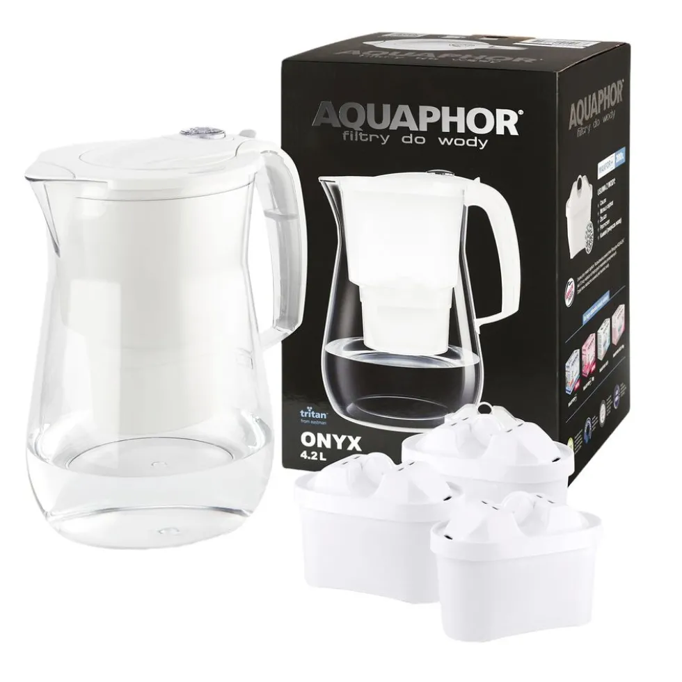 Dzbanek filtrujący ONYX do wody, 4,2l, biały, 3 wkłady B25 Maxfor