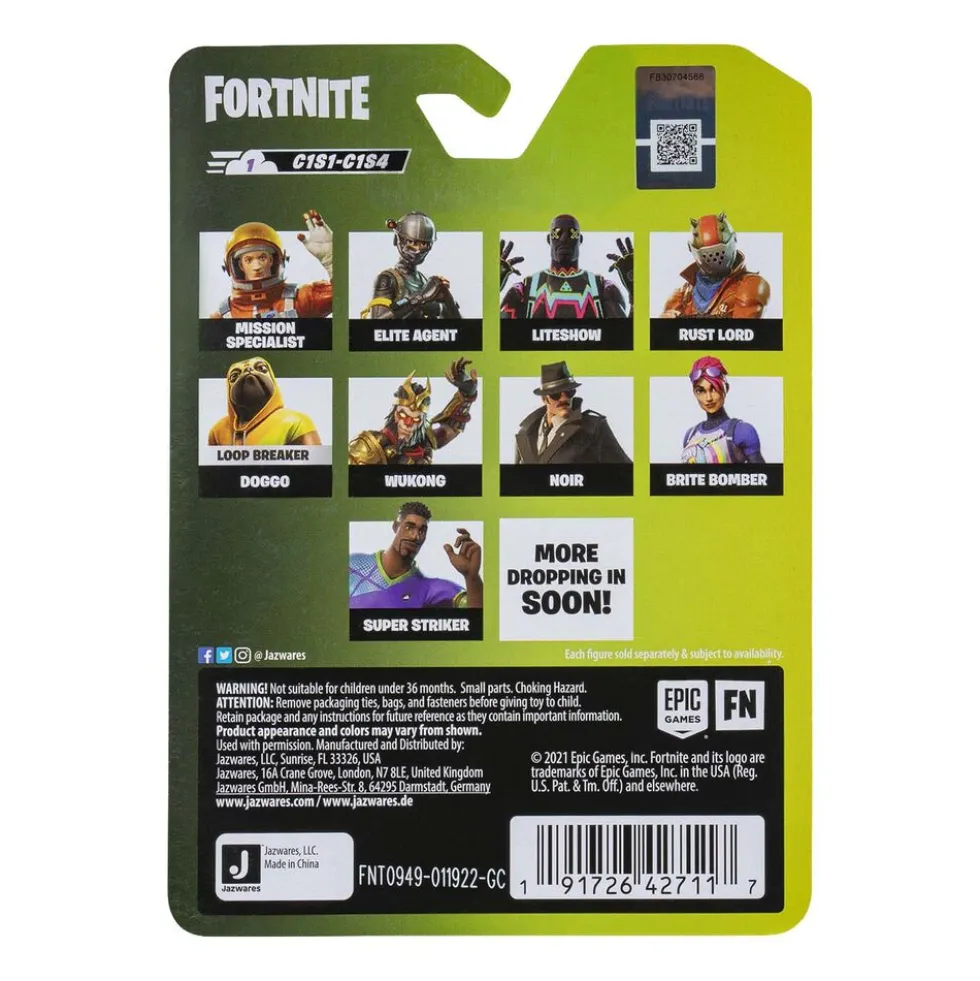 Figurka Fortnite Skull Trooper Green, 6,5 cm, ruchoma