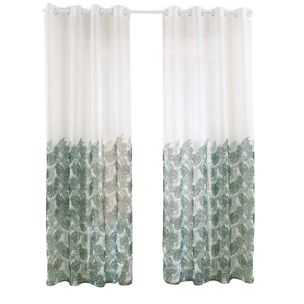 Firany na przelotkach 137 x 250 cm Smukee Home, 2 szt., z nadrukiem, liście monstery