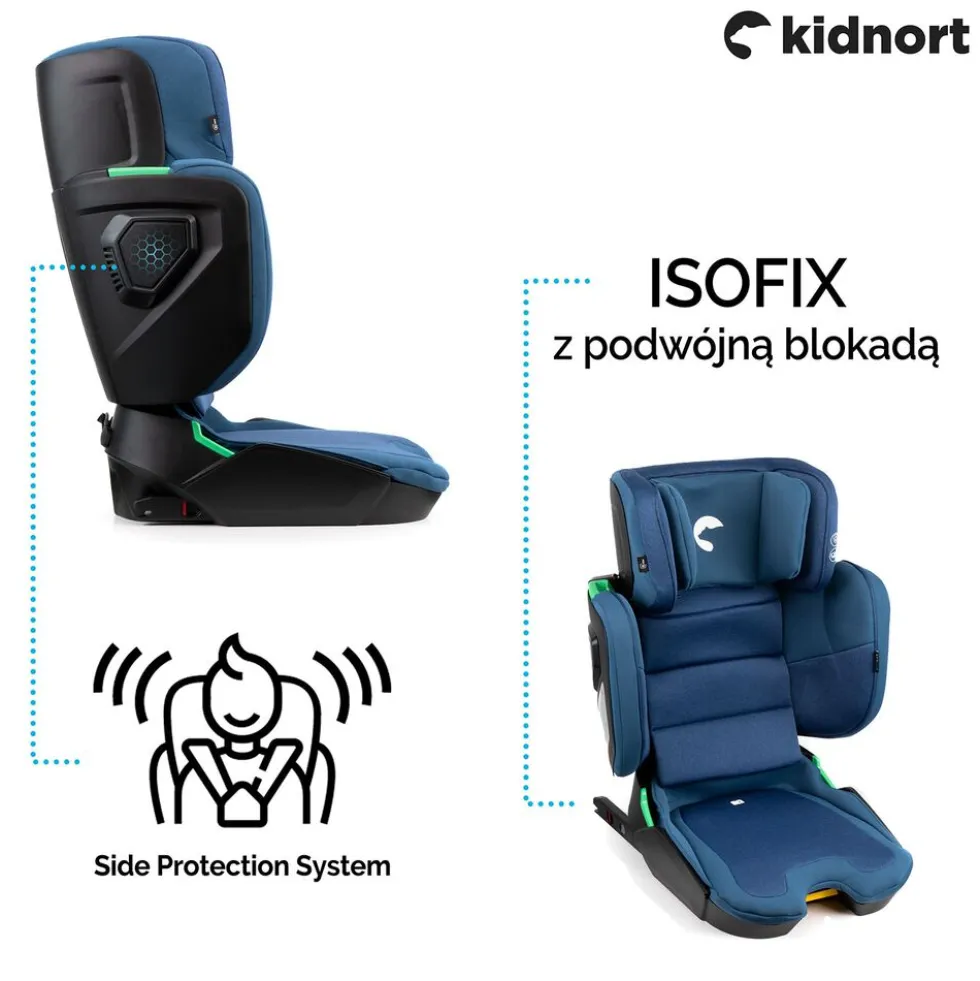 Fotelik samochodowy Kidnort Mane, 100-150 cm, zielony