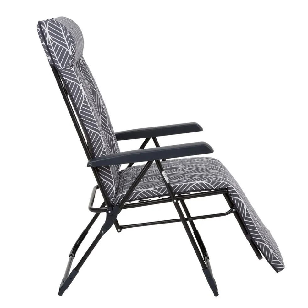 Fotel ogrodowy z podnóżkiem Gardenic Toskania Plus H046-06IB, rozkładany, szary