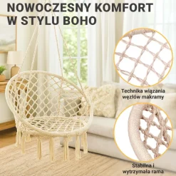 Fotel wiszący ażurowy Black Forest, ecru
