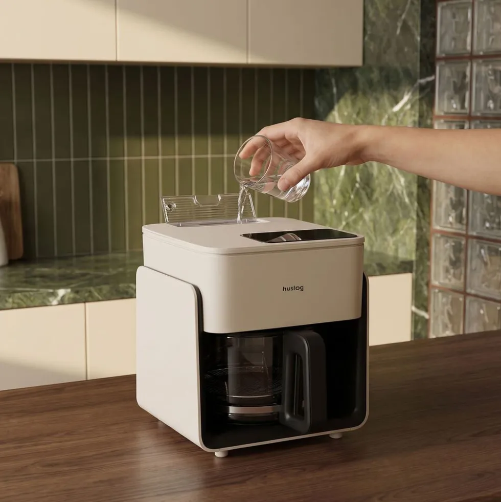 Frytkownica beztłuszczowa szklana Huslog Crystal Steam, 1300 W, 4,2 l, z funkcją pary, kremowa