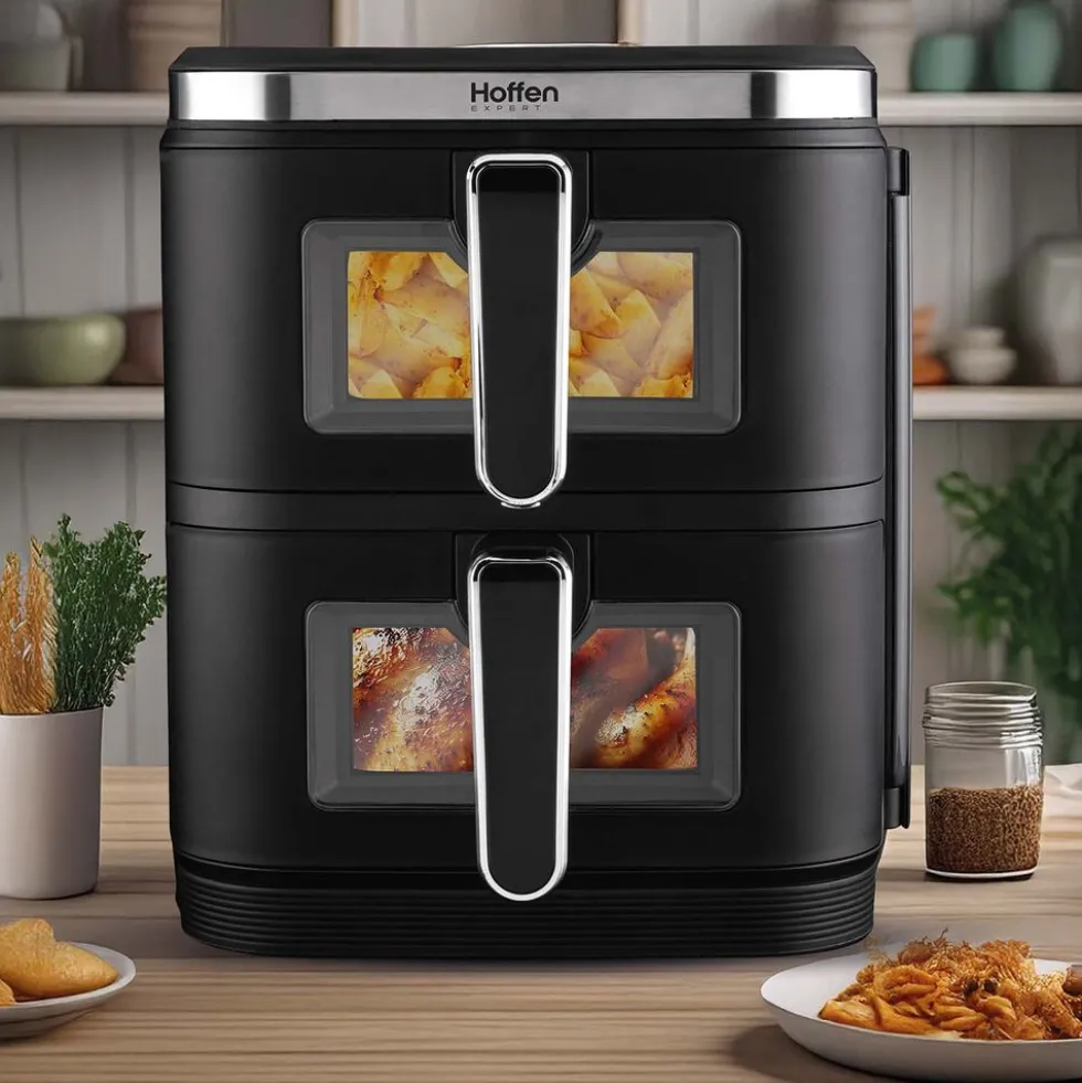Frytkownica dwukomorowa Hoffen Expert HO-00091, 2800 W, 11 l, czarna
