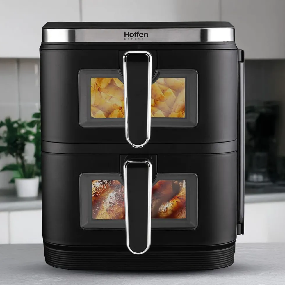 Frytkownica dwukomorowa Hoffen Expert HO-00091, 2800 W, 11 l, czarna