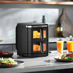 Frytkownica dwukomorowa KaringBee ZHAF-960AP, 2800 W, 2 x 5,5 l, czarna