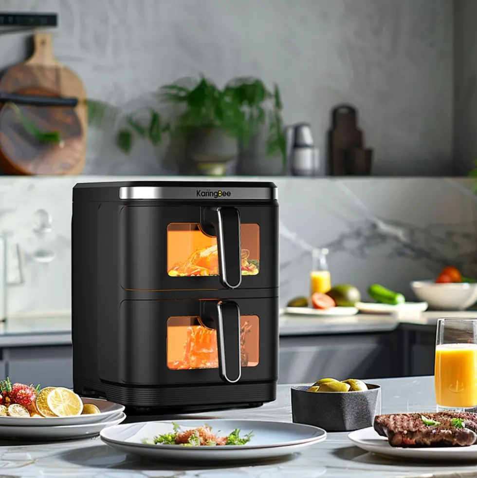 Frytkownica dwukomorowa KaringBee ZHAF-960AP, 2800 W, 2 x 5,5 l, czarna