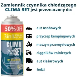Gaz do klimatyzacji ClimaSet 3w1 R134a 626 g, z przewodem z manometrem i adapterem HP/LP