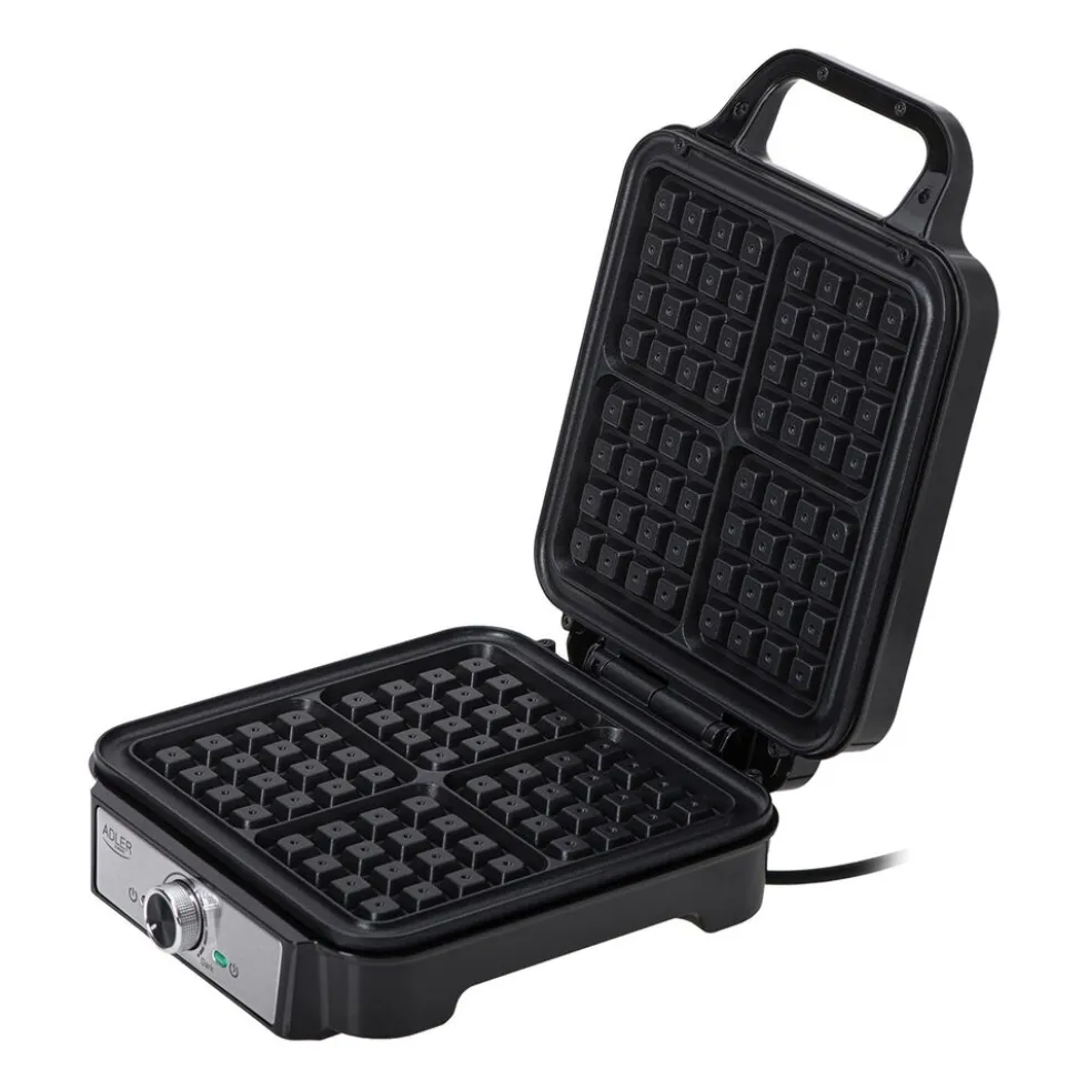 Gofrownica Adler AD 3083, 1200 W, 4 gofry, czarna