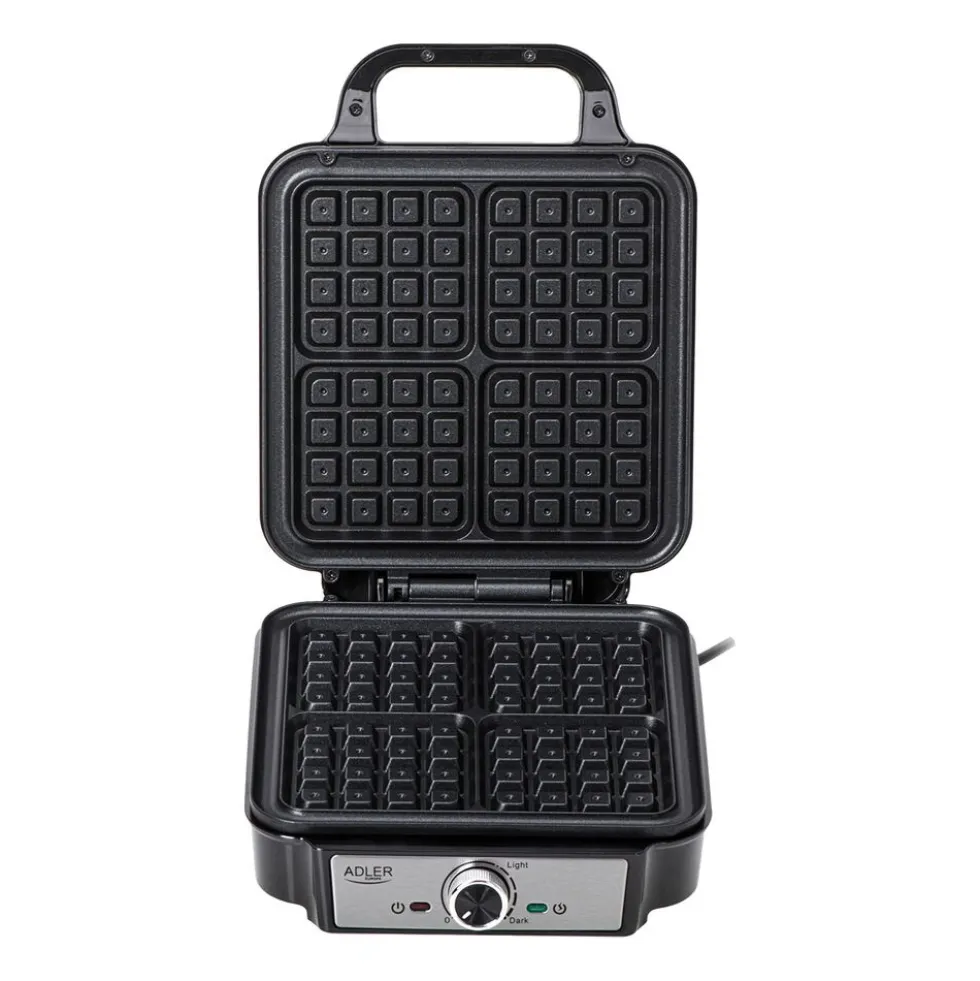 Gofrownica Adler AD 3083, 1200 W, 4 gofry, czarna