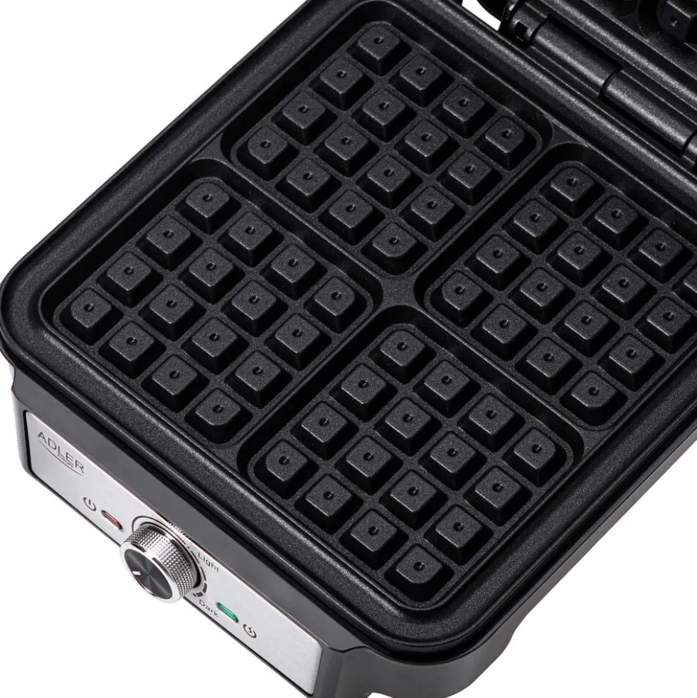 Gofrownica Adler AD 3083, 1200 W, 4 gofry, czarna