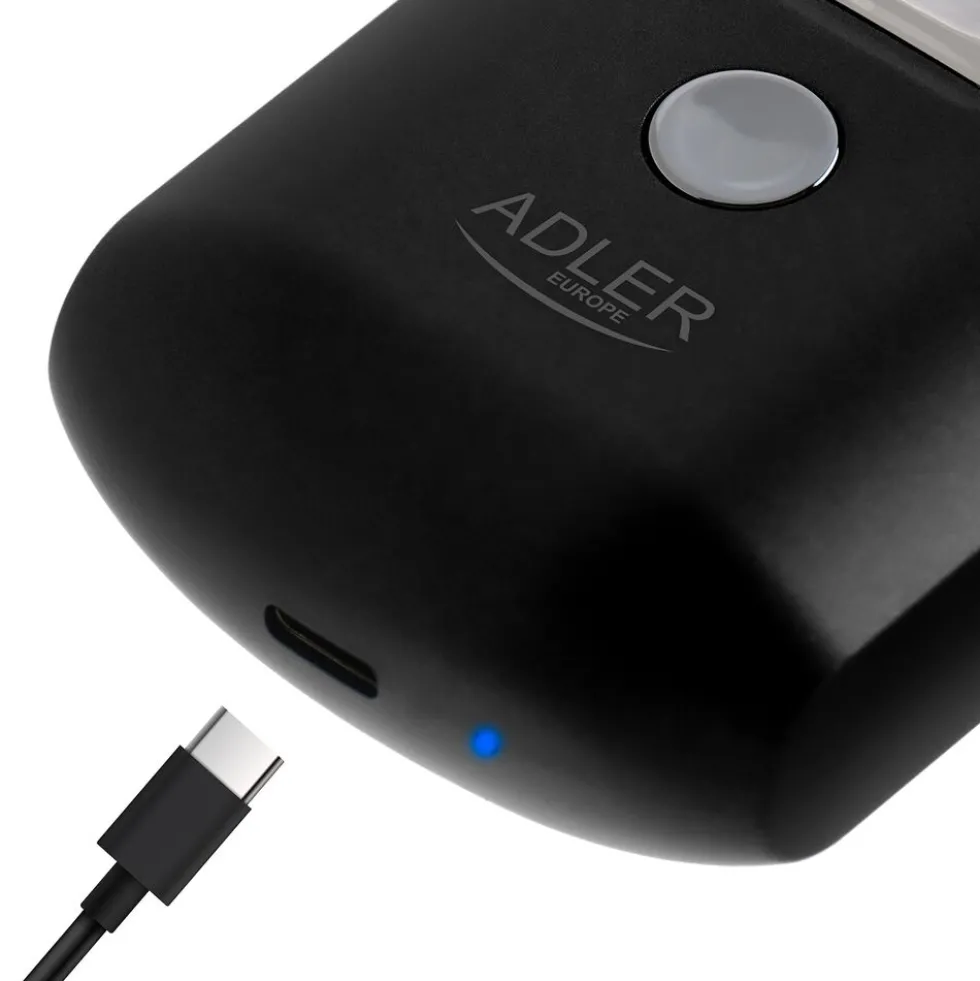 Golarka podróżna z USB, 2 głowice, czarna