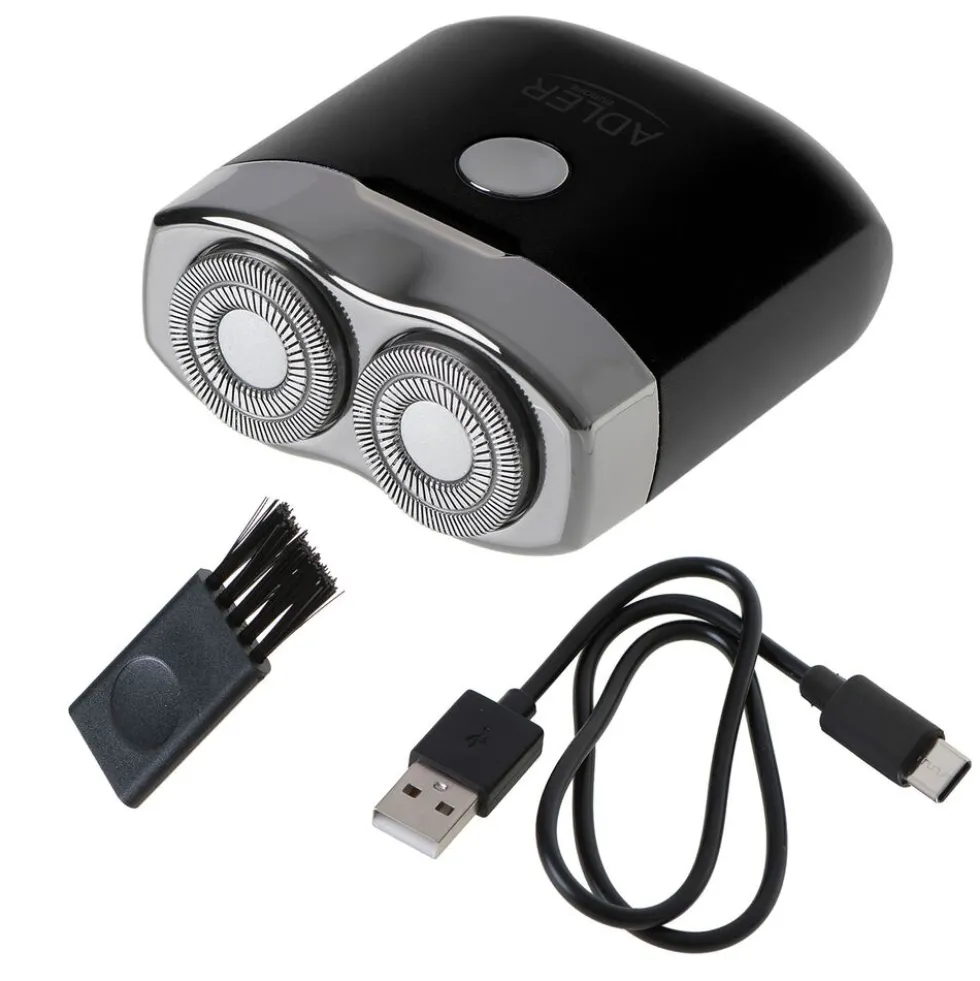 Golarka podróżna z USB, 2 głowice, czarna