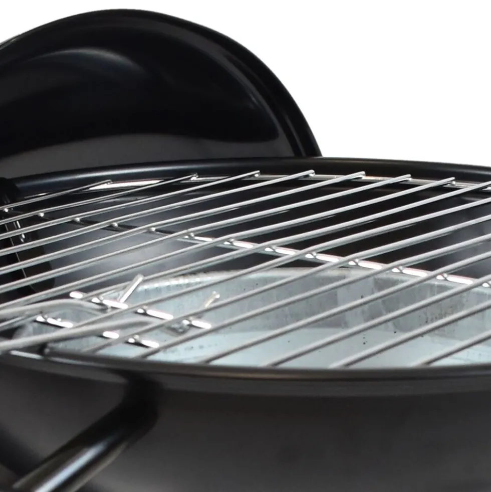 Grill kulisty 16”, czarny, z pokrywą i popielnikiem