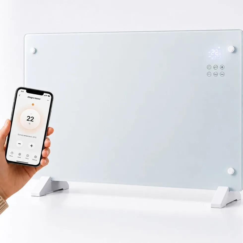 Grzejnik szklany Extralink LPL-23A, 3 poziomy grzania, WiFi, biały