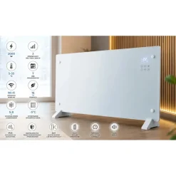 Grzejnik szklany Extralink LPL-23A, 3 poziomy grzania, WiFi, biały