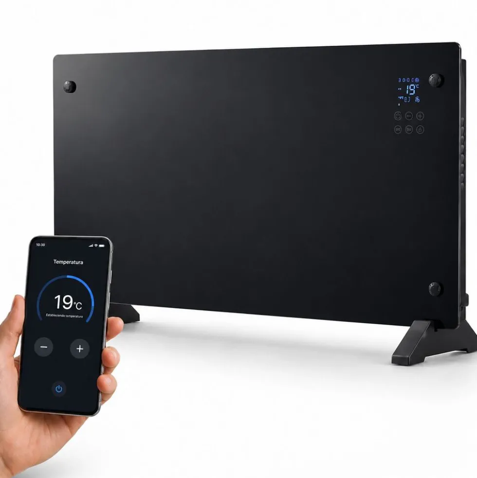 Grzejnik szklany Extralink LPL-23A, 3 poziomy grzania, WiFi, czarny