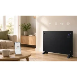 Grzejnik szklany Extralink LPL-23A, 3 poziomy grzania, WiFi, czarny