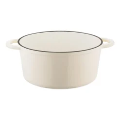 Gęsiarka żeliwna emaliowana Konighoffer 5 l, 25 x 12,3 cm, okrągła, kremowa