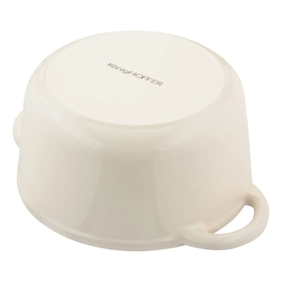 Gęsiarka żeliwna emaliowana Konighoffer, 2,8 l, 21 x 10,5 cm, okrągła, kremowa