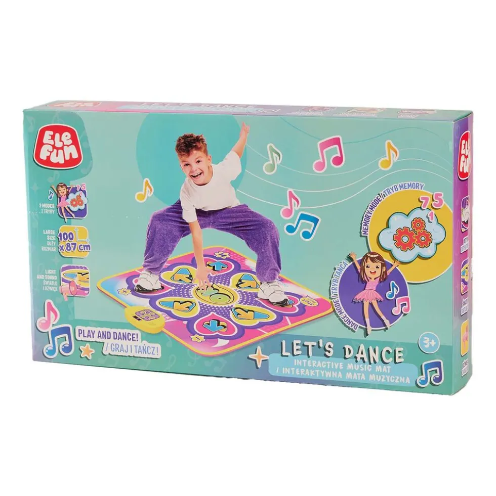 Interaktywna mata muzyczna Elefun Let's Dance, 2 tryby gry, strzałki i symbole