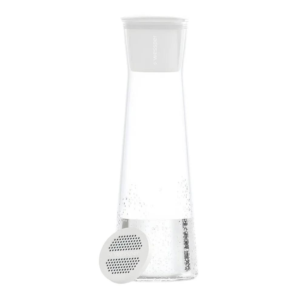 Karafka filtrująca szklana Wessper K1 Borosilicate Actitex™, biała