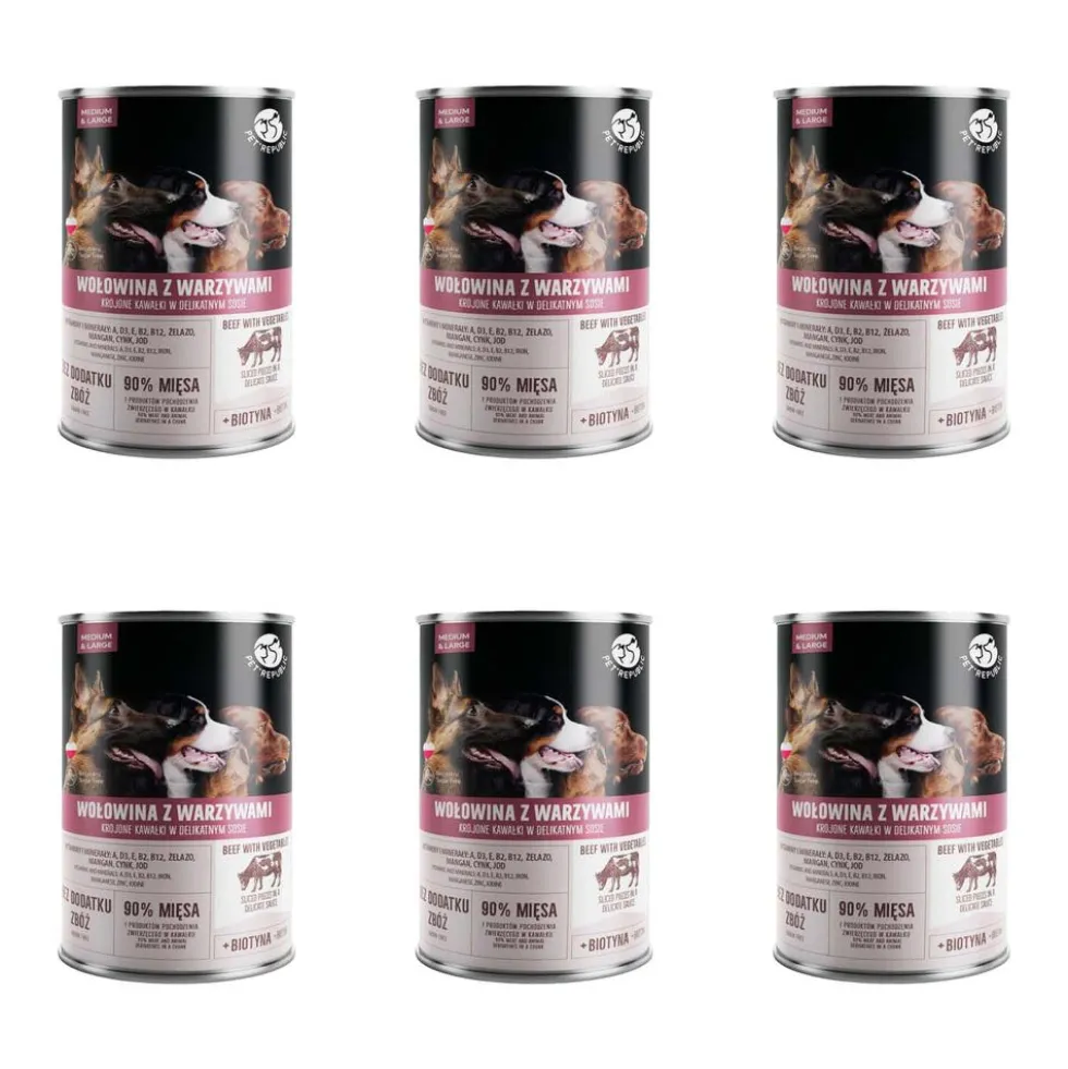 Karma dla psa Pet Republic, z wołowiną i warzywami, mokra, 6 x 1250 g