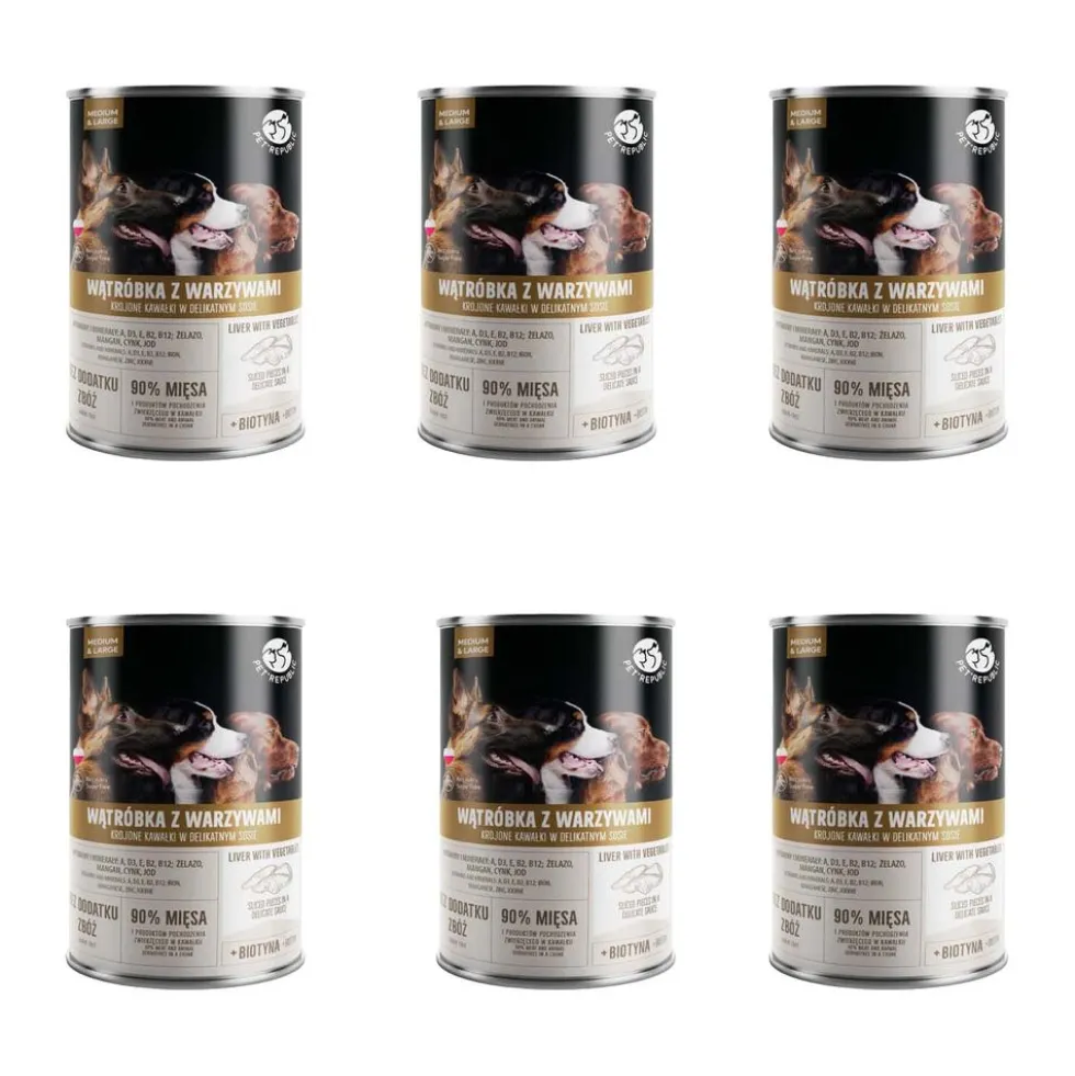 Karma dla psa Pet Republic, z wątróbką i warzywami, mokra, 6 x 1250 g